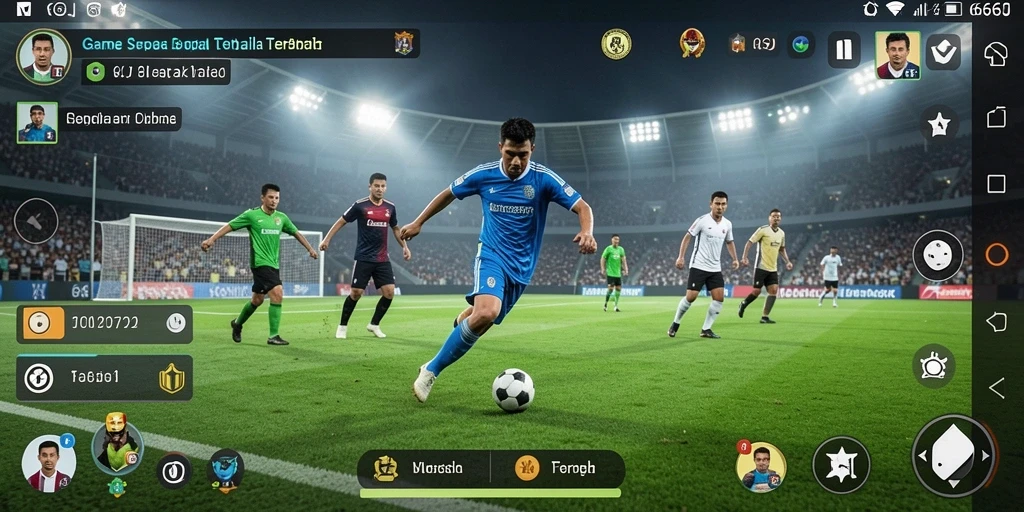 Screenshot gameplay menarik dari 666J menampilkan aksi sepak bola yang seru.