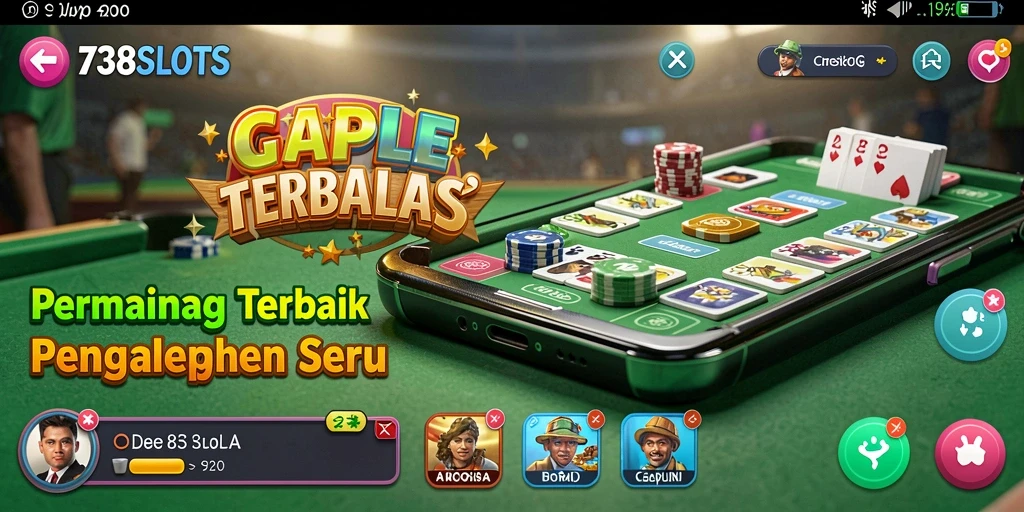 Tampilan gameplay seru dalam aplikasi Gaple 738SLOTS.