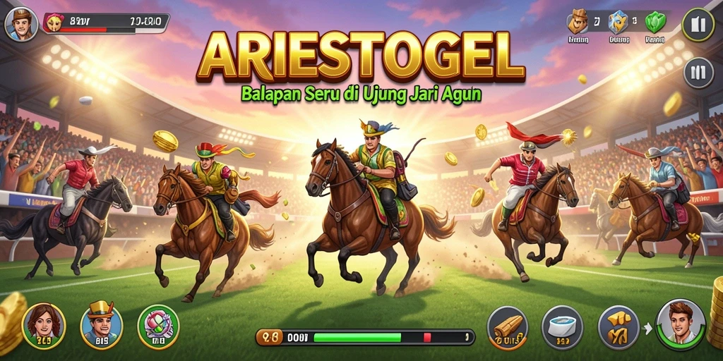 Tampilan gameplay <strong>ARIESTOGEL</strong> yang menegangkan dan mendebarkan saat balapan.