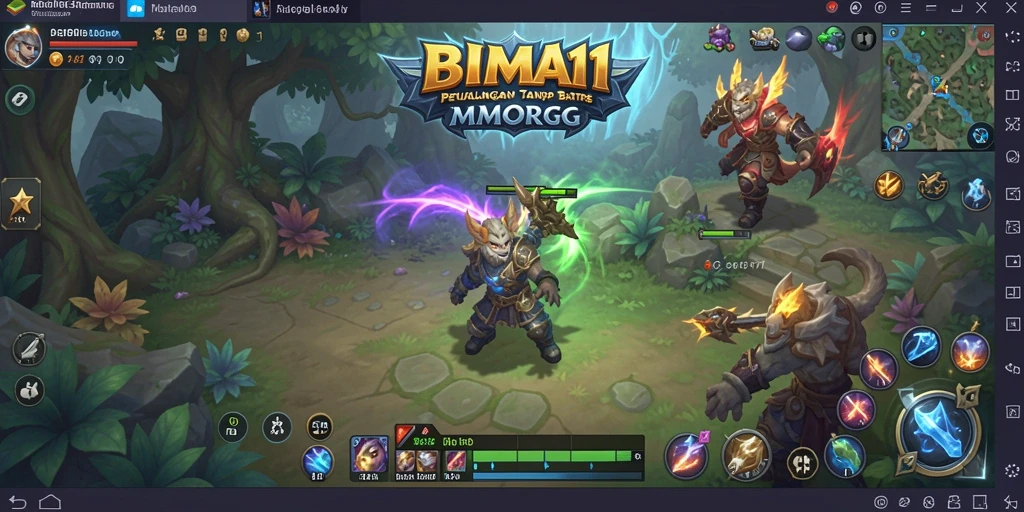 Tangkapan layar gameplay BIMA11 menampilkan pertarungan epik dalam dunia MMORPG.