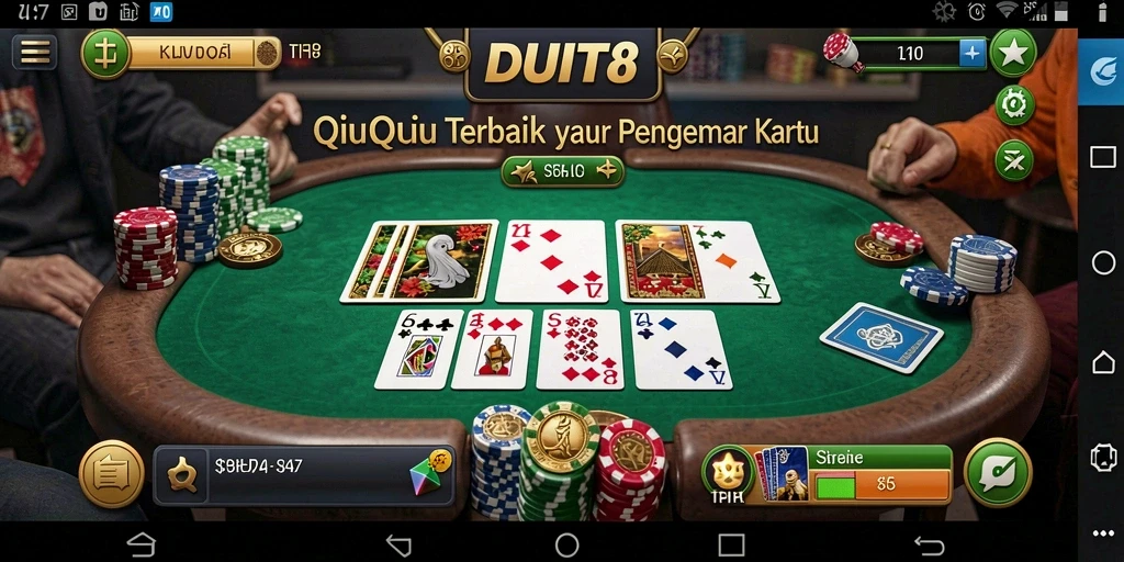 Gameplay seru di DUIT8, saat pemain bersaing dengan kartu.