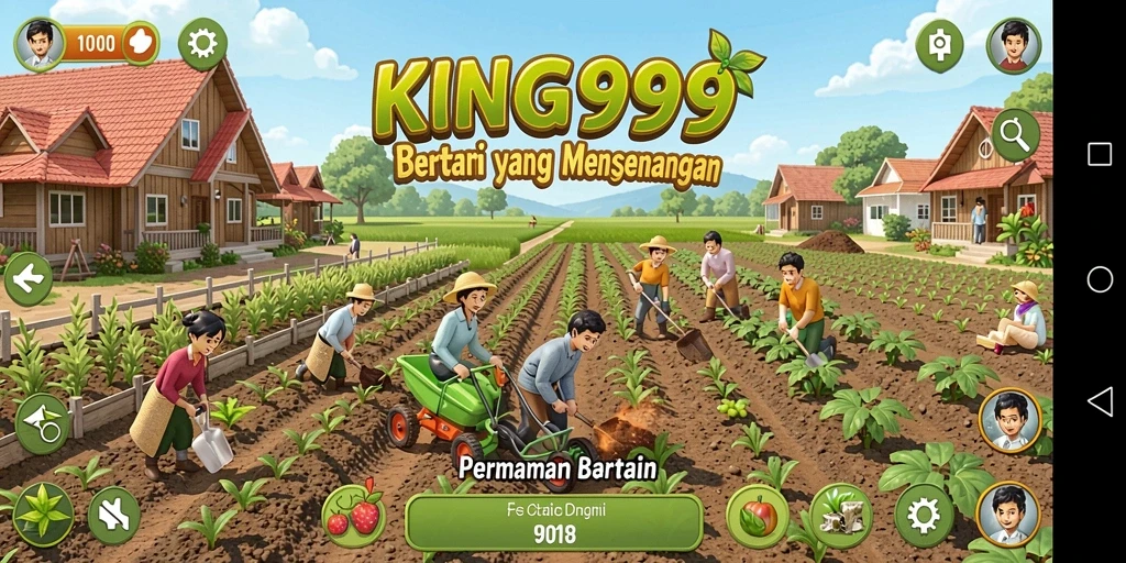Tampilan menarik gameplay KING999 dengan kebun yang indah.