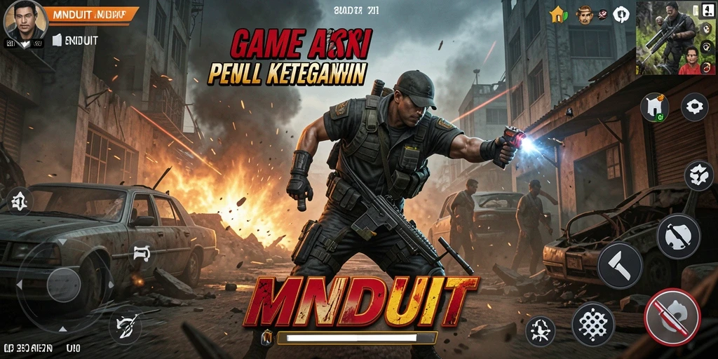 Tangkapan layar gameplay MNDUIT menampilkan aksi tembak-menembak yang seru.