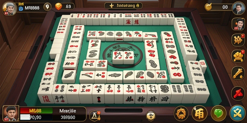 Tampilan gameplay memukau dari MR888, menampilkan tantangan Mahjong yang seru.