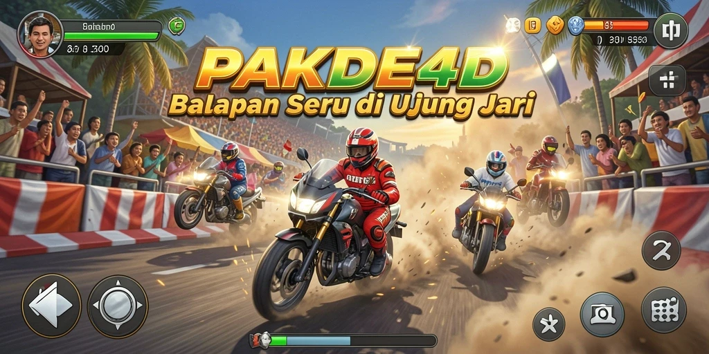 Screenshot PAKDE4D menampilkan aksi balapan yang mendebarkan.