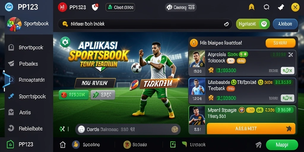 Screenshot utama PP123 menampilkan tampilan taruhan olahraga yang interaktif.