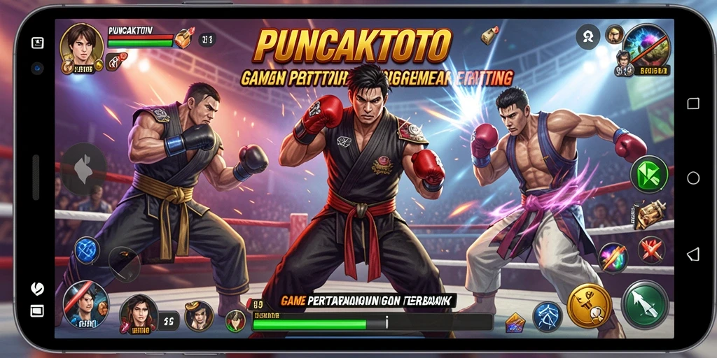 Screenshot gameplay PUNCAKTOTO menampilkan pertarungan seru dengan karakter yang dinamis.