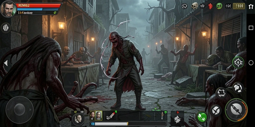 Screenshot gameplay <strong>REMI62</strong> yang menunjukkan suasana mencekam dan karakter menakutkan.