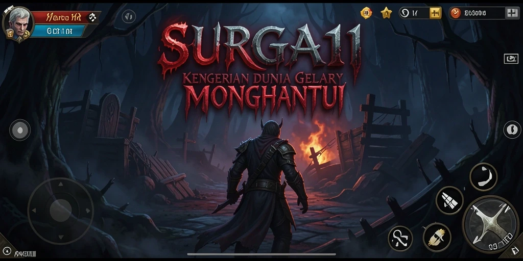 Screenshot SURGA11 menunjukkan suasana menyeramkan saat menjelajah ruangan gelap.